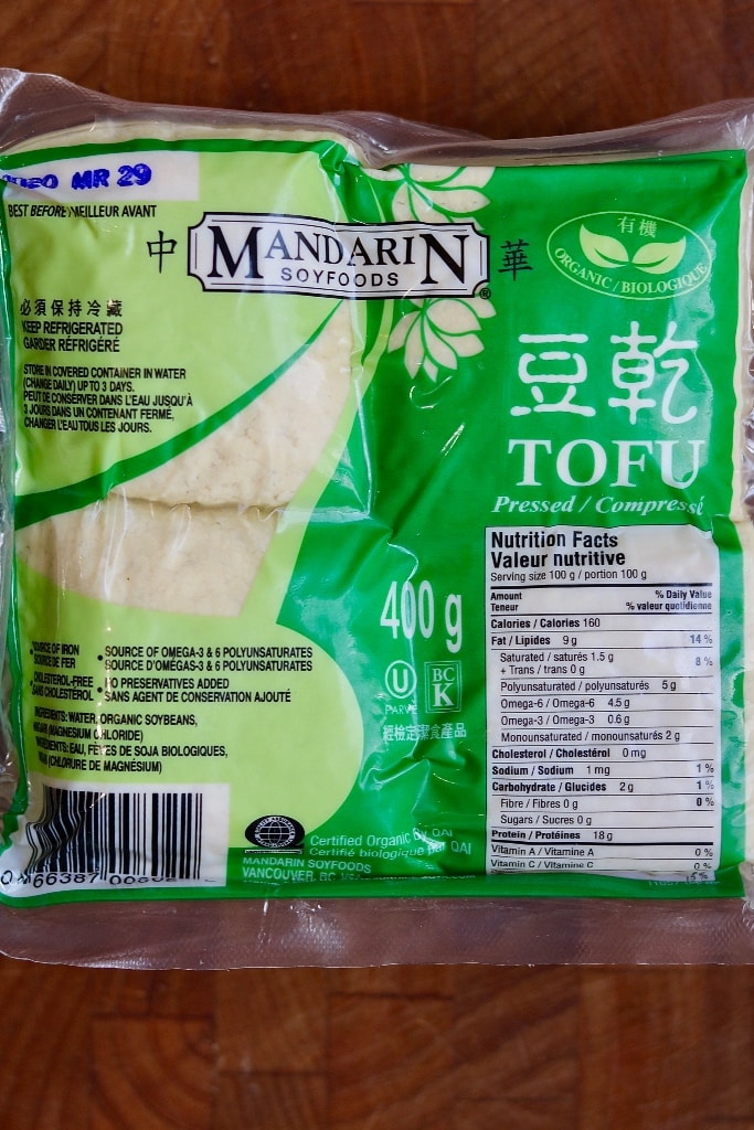 package of pre pressed tofu on a counter