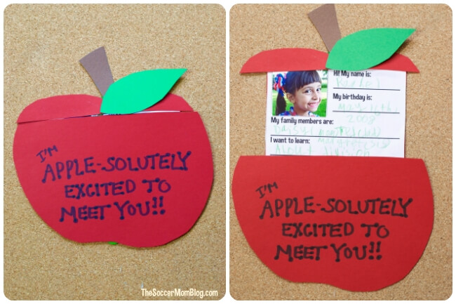 This pop-up apple teacher card is an adorable way to for your child to introduce themselves to their new teacher! An easy paper craft for kids.