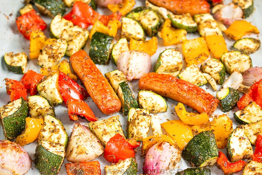 oven roasted sausage and veggies