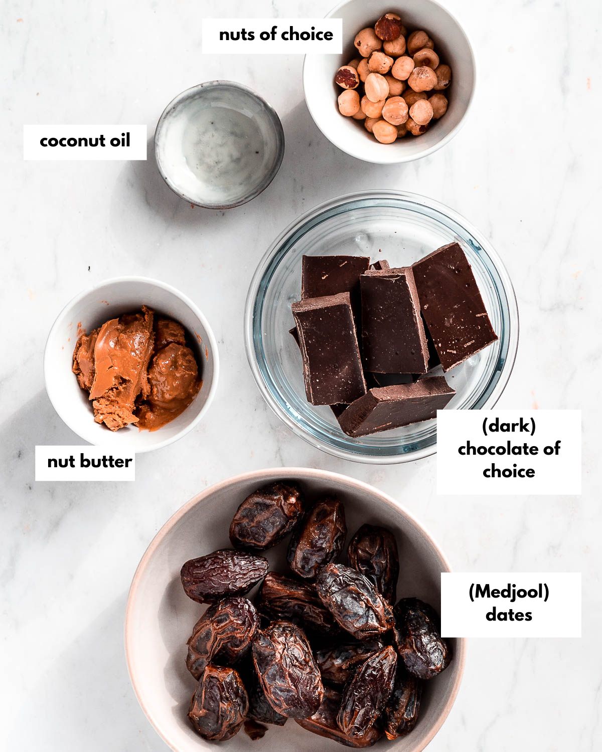 all ingredients needed for chocolate dates.