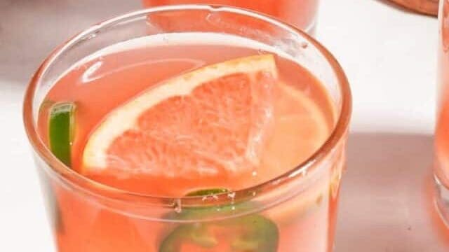pink grapefruit jalapeno paloma cocktail