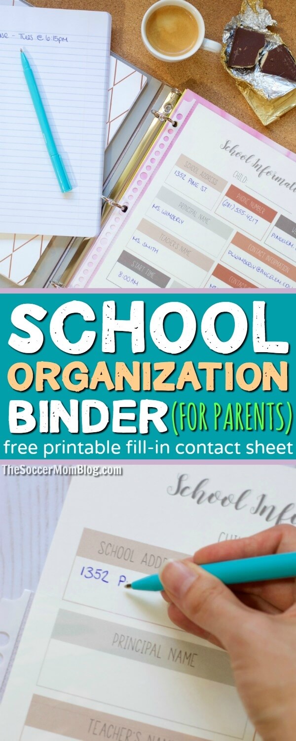 Never lose an important school paper again with this DIY school organization binder (for parents!) FREE printable fill-in school information & contact sheet