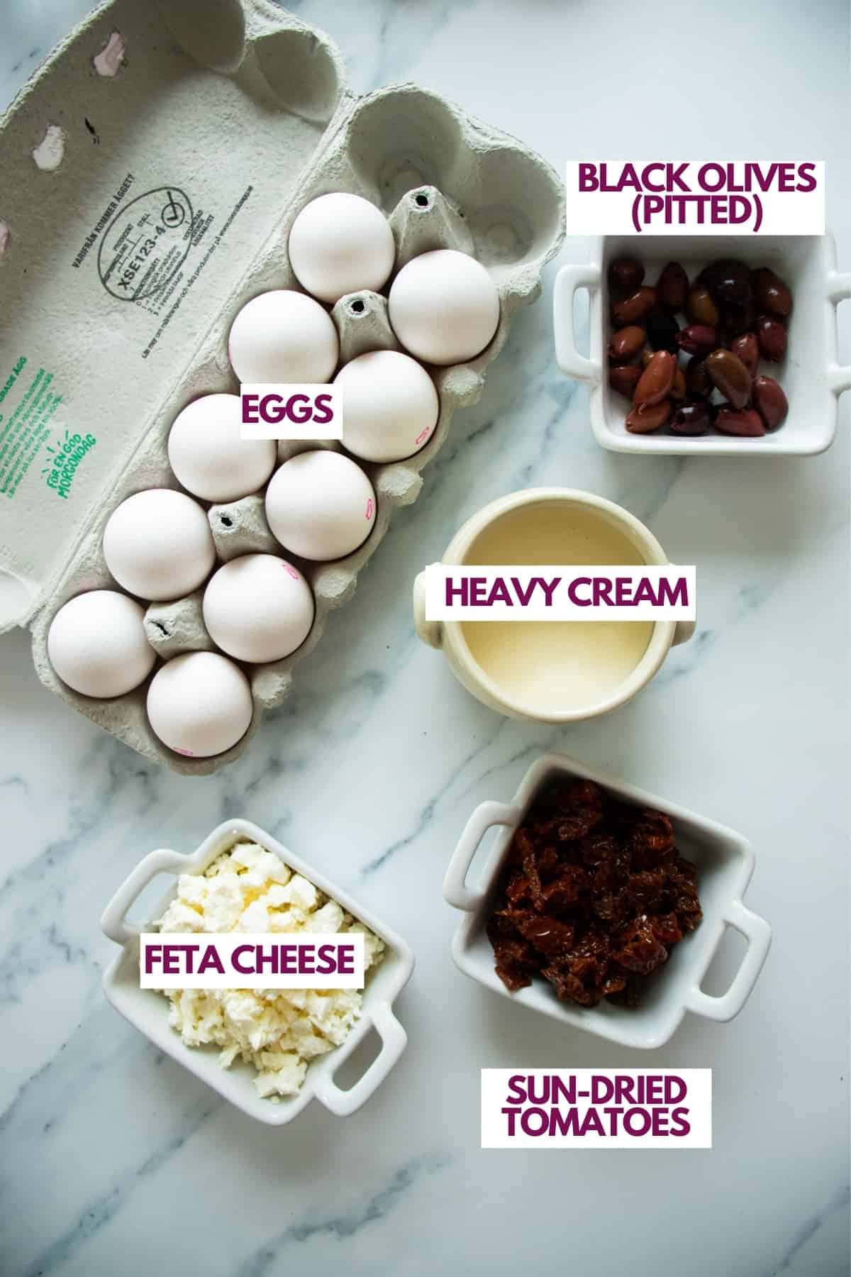 ingredients for Greek breakfast egg muffins