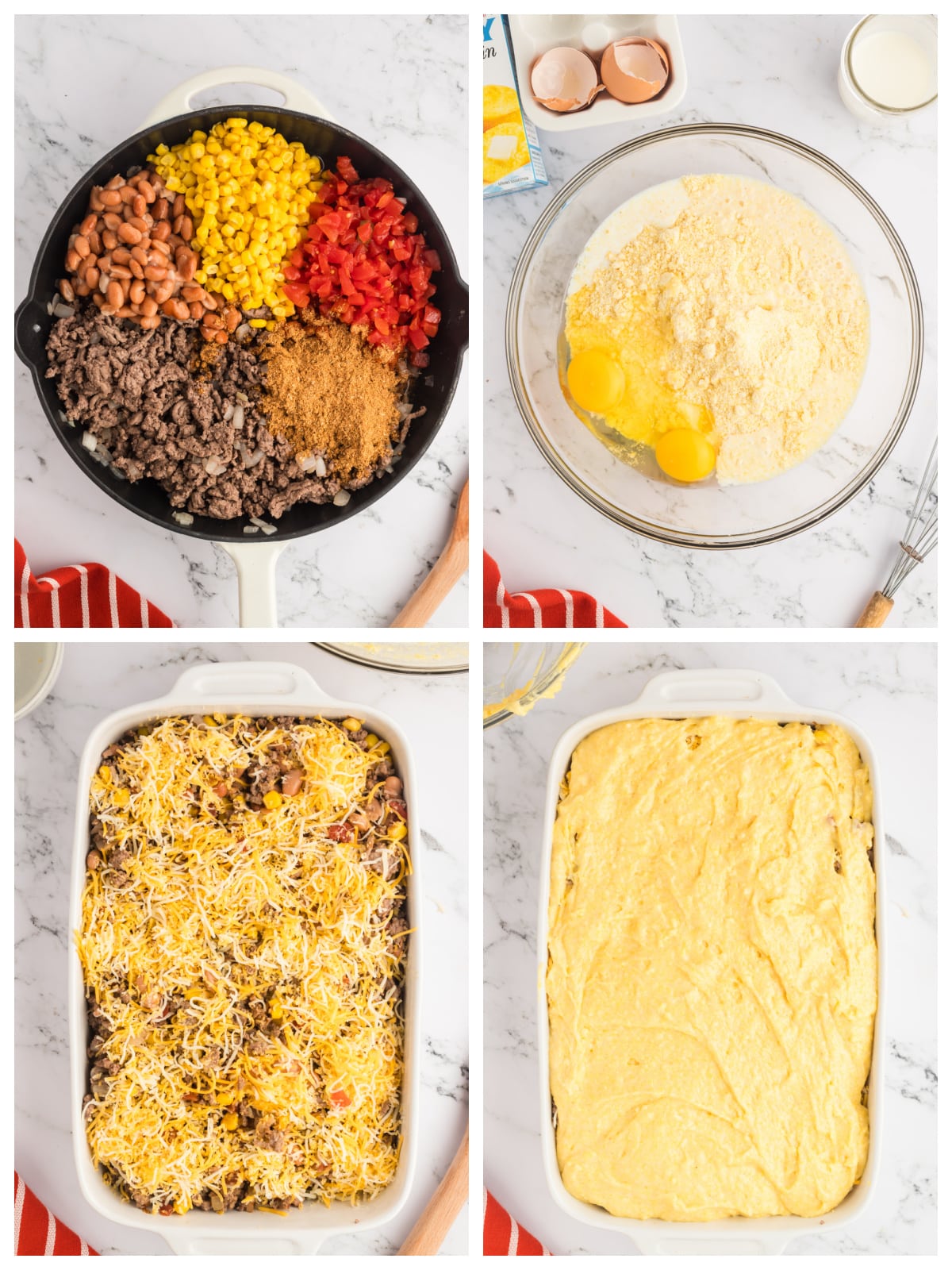 A step by step images to show instructions for this casserole recipe.