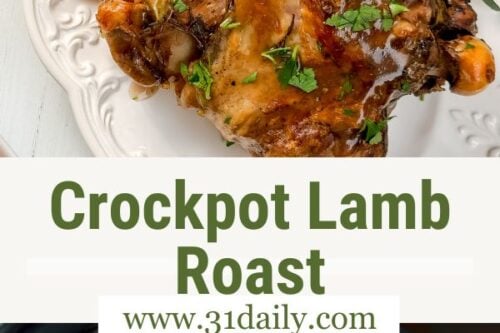 Pinterest Pin for Simple Crockpot Lamb Roast with Leeks and Gravy