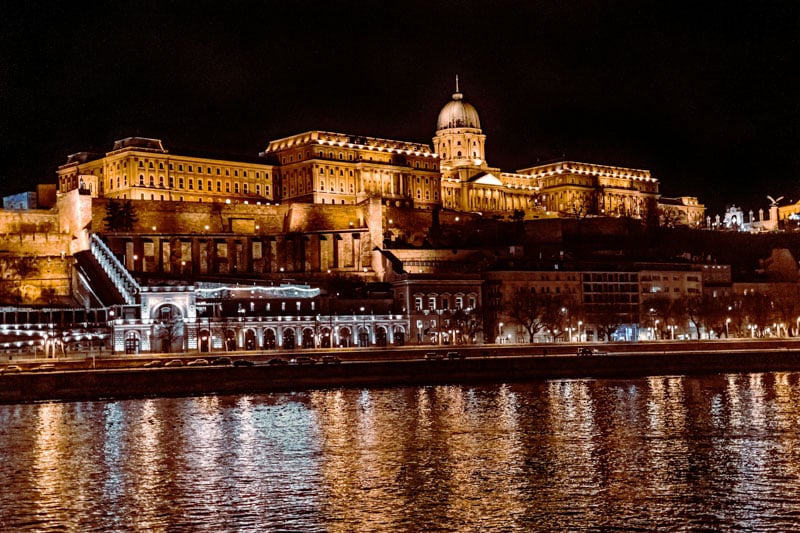 Experience the magic of Buda Castle at night on Castle Hill, where history comes alive with illuminated walls.