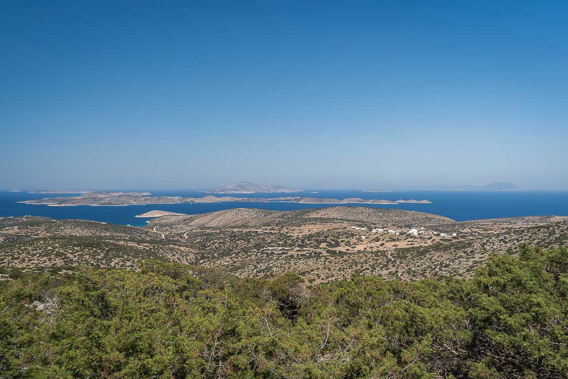Panoramic view of Iraklia, Schinoussa, Keros, Koufonisia and Amorgos islands from Seladi.
