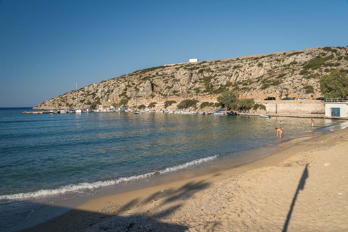 View of Agios Georgios Beach on Iraklia Island. 