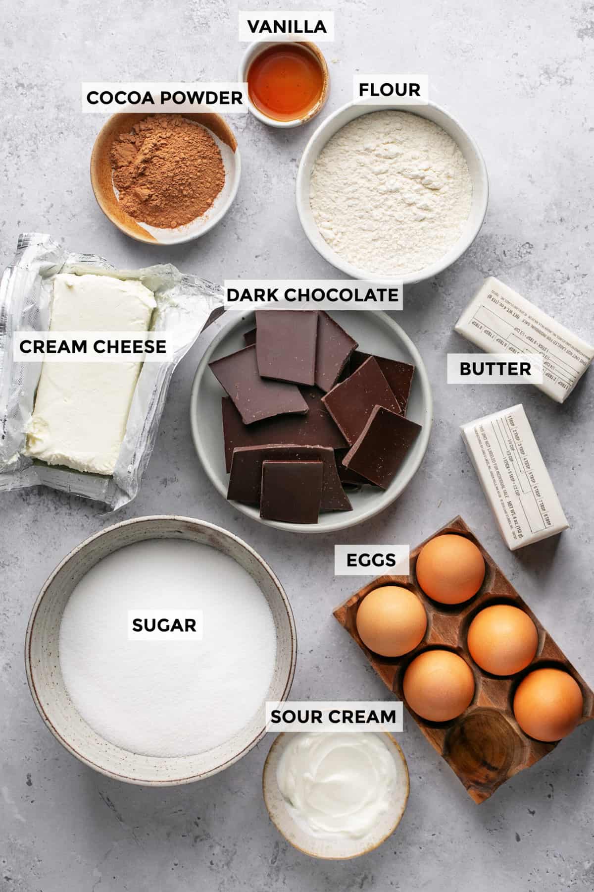 ingredients for cream cheese brownies recipe