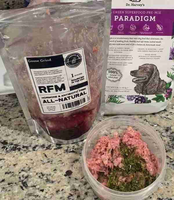 Combining Goose grinds from Raw Feeding Miami with Dr. Harvey's Paradigm