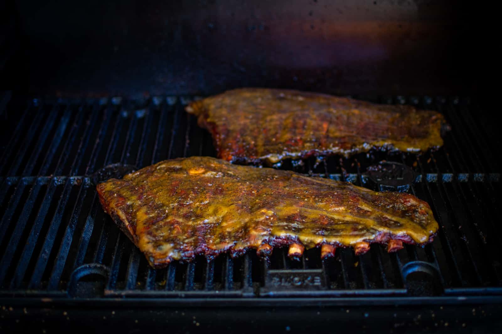 Glazed pork ribs on the BBQ
