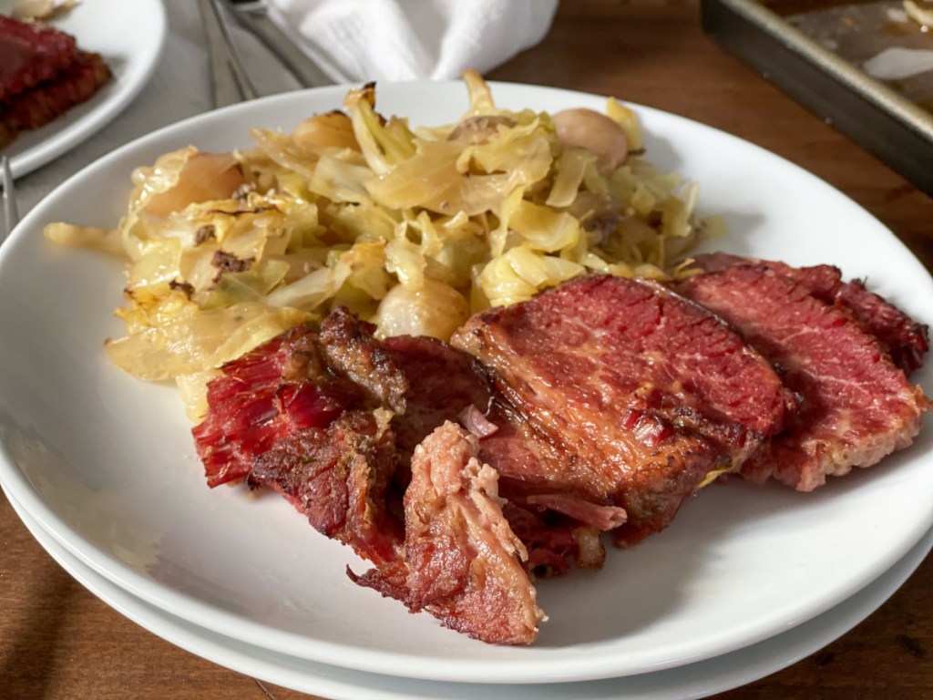 plated corned beef and cabbage 