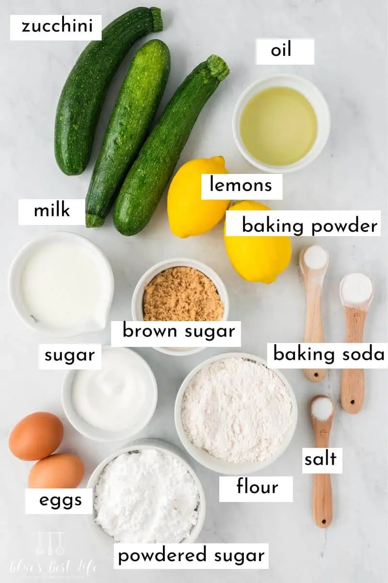 The ingredients for the lemon zucchini bread. 