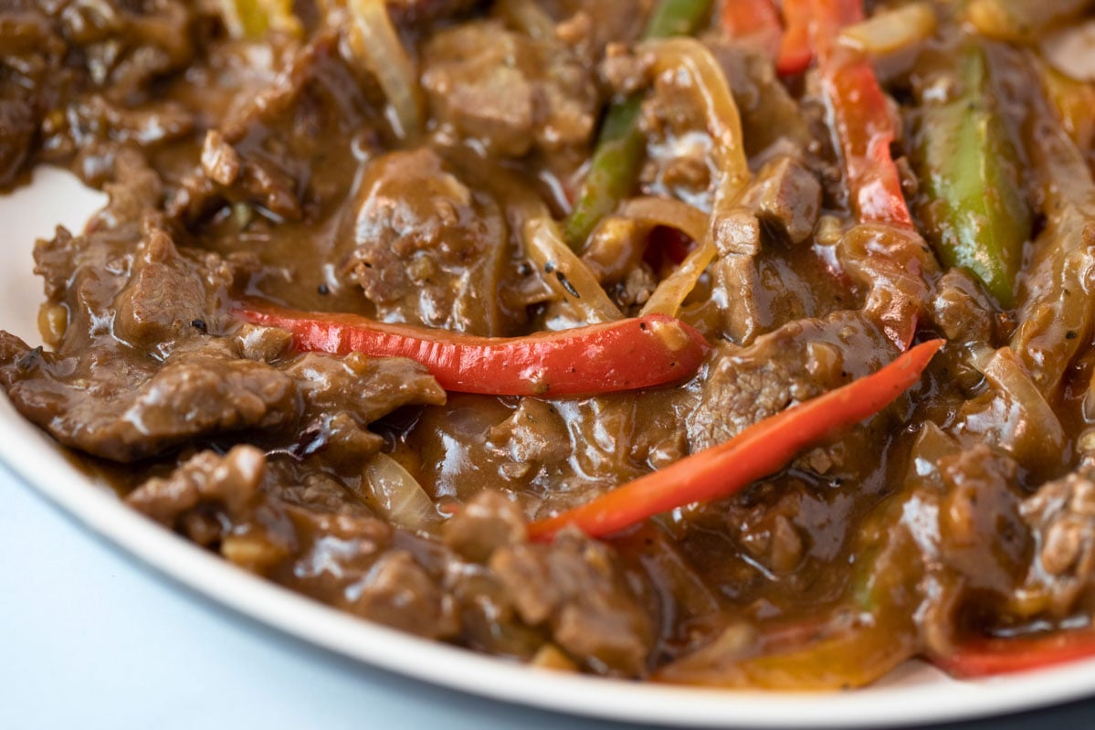 pan of pepper steak and onions recipe
