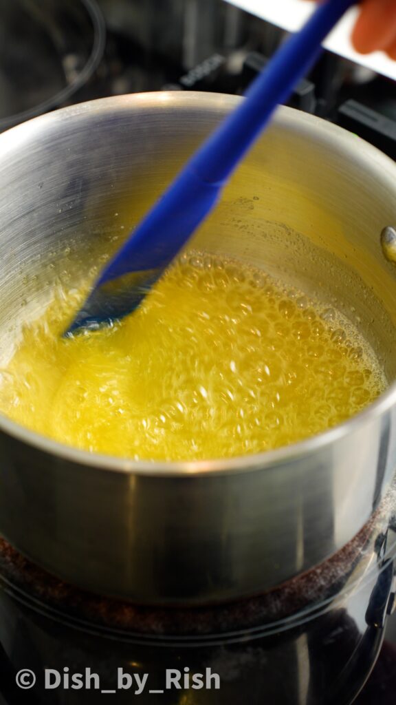 melting butter in a saucepan to make brown butter