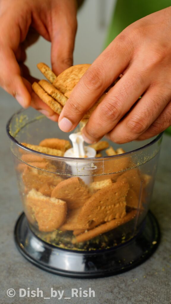 placing biscuits into a food processor