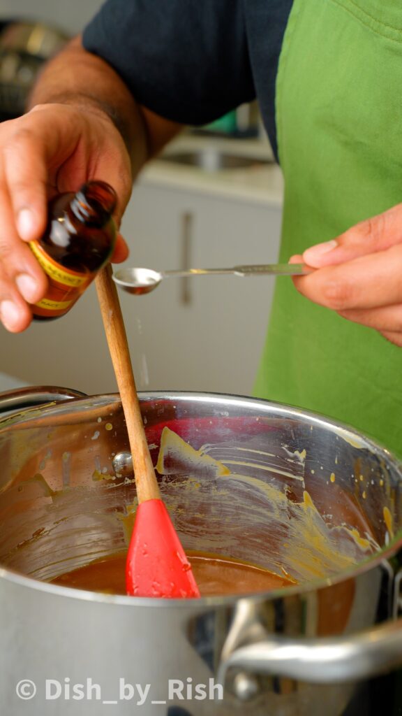 adding almond extract to caramel