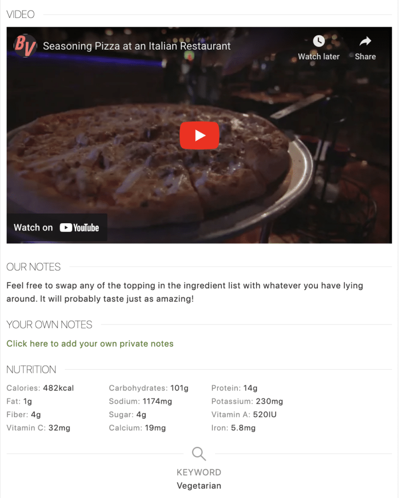 Example of a video in recipe