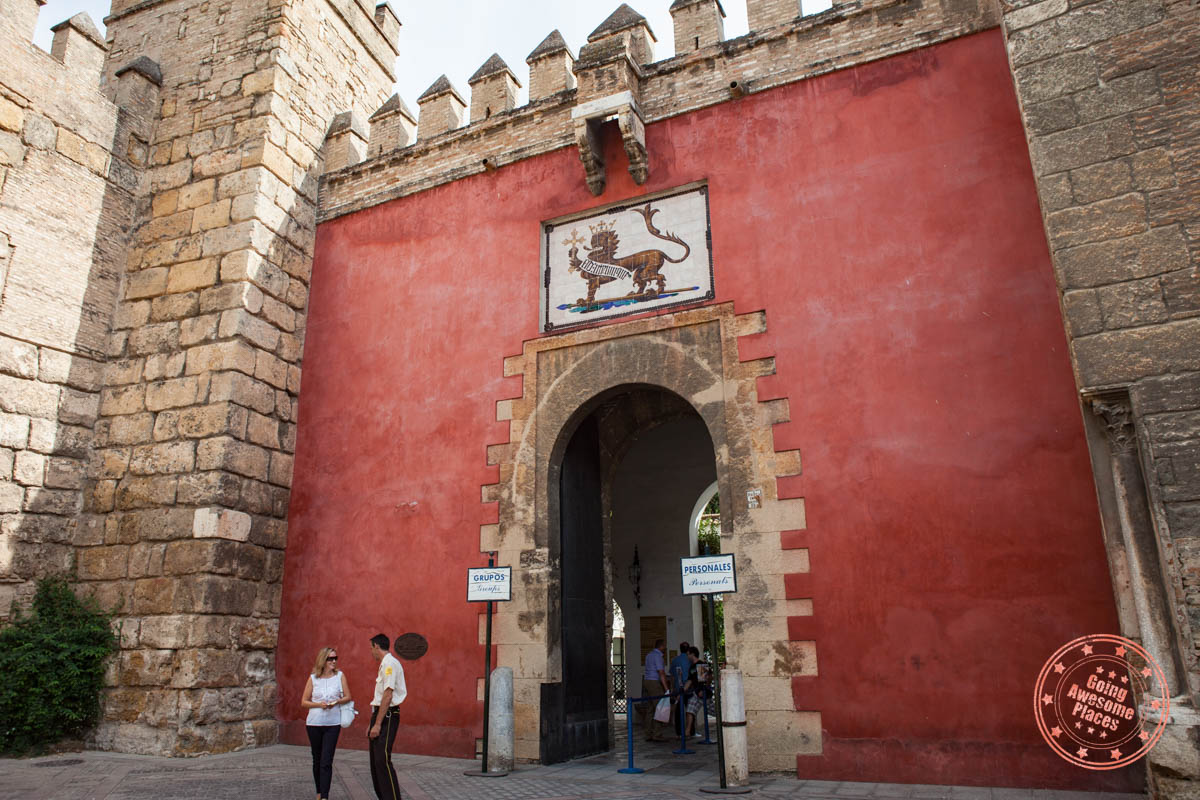 front entrance to royal alcázar of seville