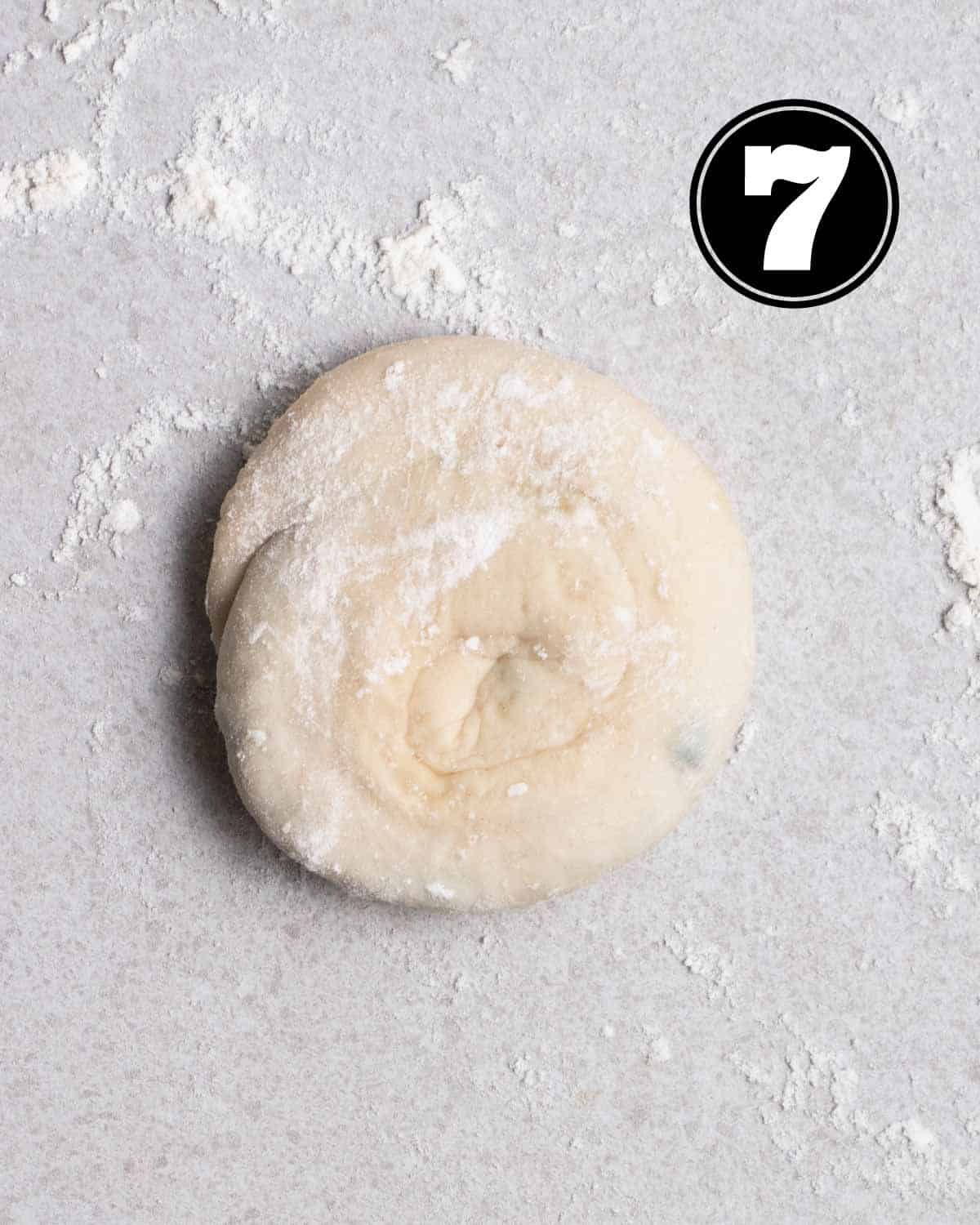 A slightly flatten scallion dough.